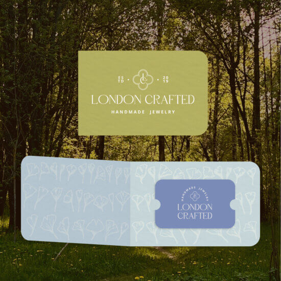 gift card mockup for London Crafted, a handmade jewelry company