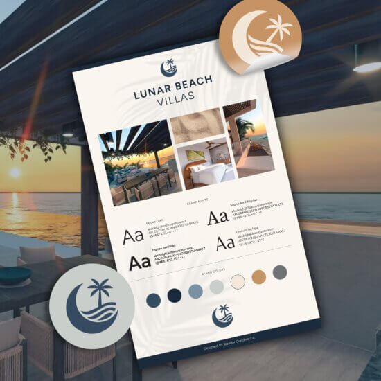 brand design board for Lunar Beach Villas