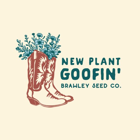 Brawley Seed Co logo with plant and cowboy boots